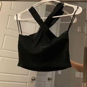 Black neck crossover crop top